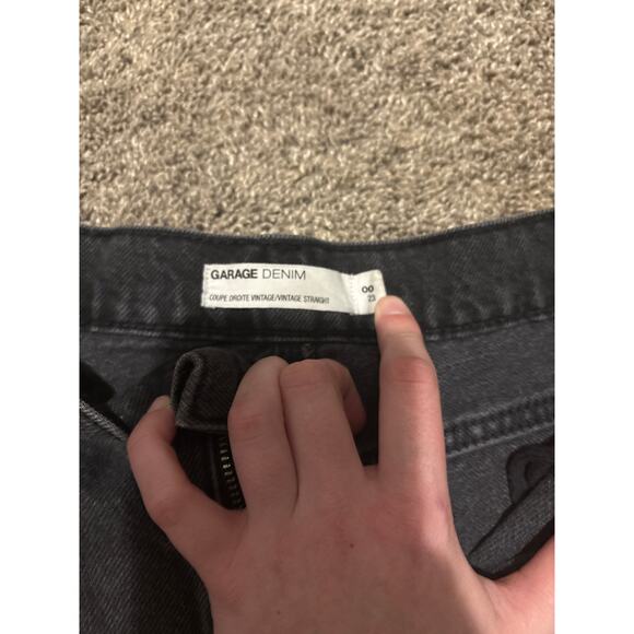 Garage Vintage Straight Black Distressed Jean Shorts Size 00 - Picture 2 of 3